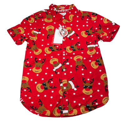Boys DENIM & FLOWER, Christmas lightweight short sleeve shirt, NEW, size 9-10,  