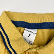 Load image into Gallery viewer, Boys Brilliant Basics, yellow cotton polo shirt top, dinosaur, GUC, size 7,  