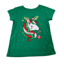 Load image into Gallery viewer, Girls Joy For All, lightweight Christmas tee, unicorn, GUC, size 4,  