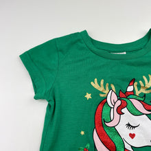 Load image into Gallery viewer, Girls Joy For All, lightweight Christmas tee, unicorn, GUC, size 4,  