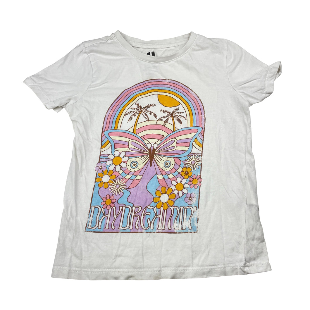 Girls Cotton On, white cotton tee / top, butterfly, GUC, size 4,  