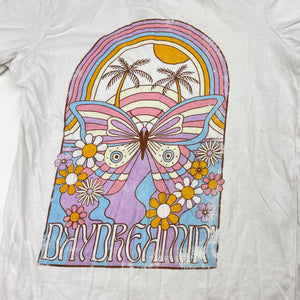 Girls Cotton On, white cotton tee / top, butterfly, GUC, size 4,  