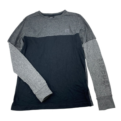 Boys RIP CURL, black & grey cotton long sleeve top, EUC, size 10,  