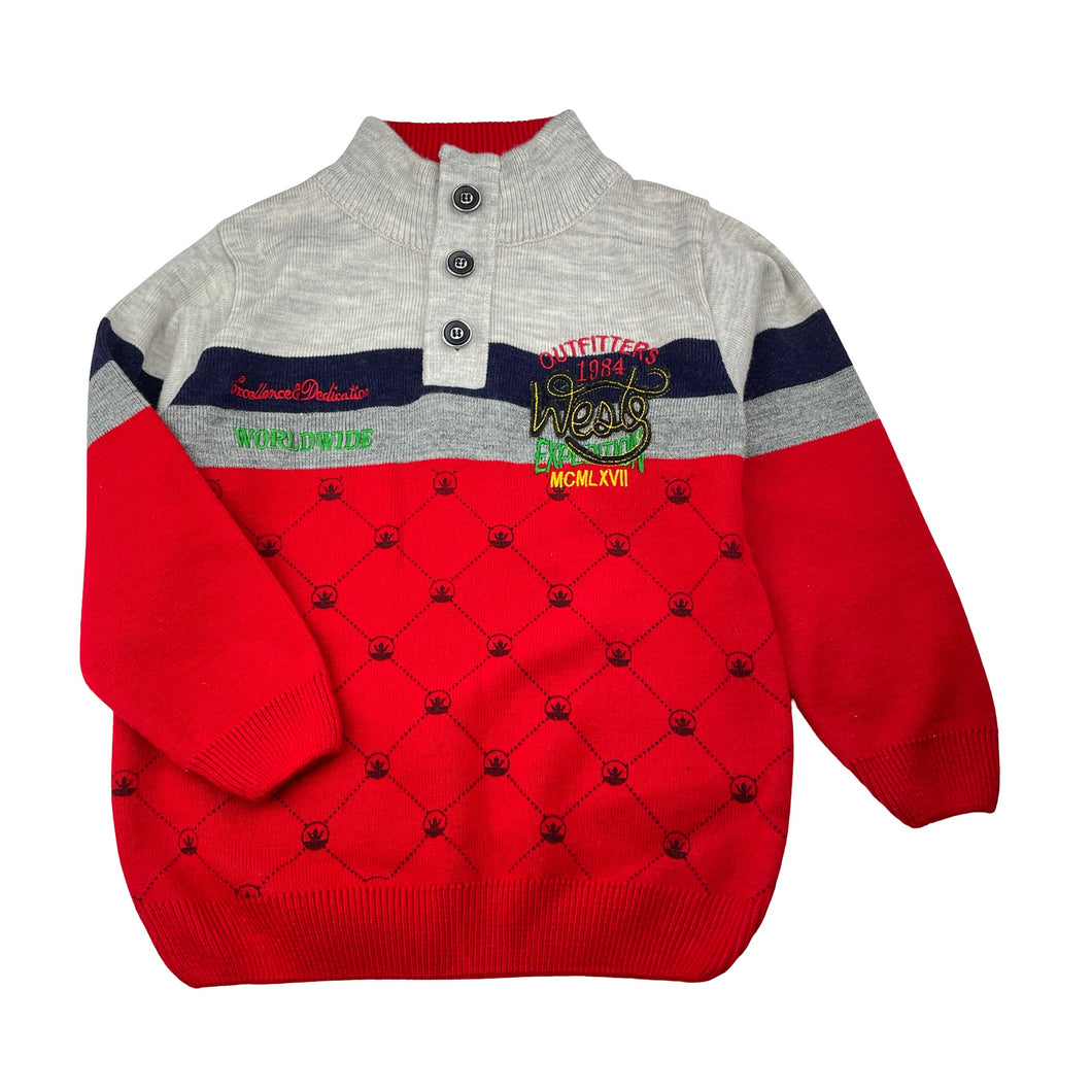 Boys LAVISH, knitted sweater / jumper, armpit to armpit: 36cm, shoudler to cuff: 36.5cm, EUC, size 4-5,  