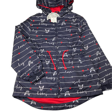 Girls George, lined spray jacket, dogs, L: 51cm, NEW, size 7-8,  