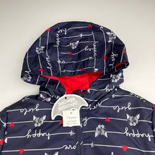 Load image into Gallery viewer, Girls George, lined spray jacket, dogs, L: 51cm, NEW, size 7-8,  