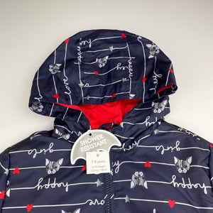 Girls George, lined spray jacket, dogs, L: 51cm, NEW, size 7-8,  