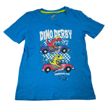 Load image into Gallery viewer, Boys Tilt, blue cotton tee / top, dinosaurs, EUC, size 7,  