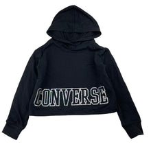 Load image into Gallery viewer, Girls CONVERSE, black cropped hooded long sleeve top, EUC, size 5,  