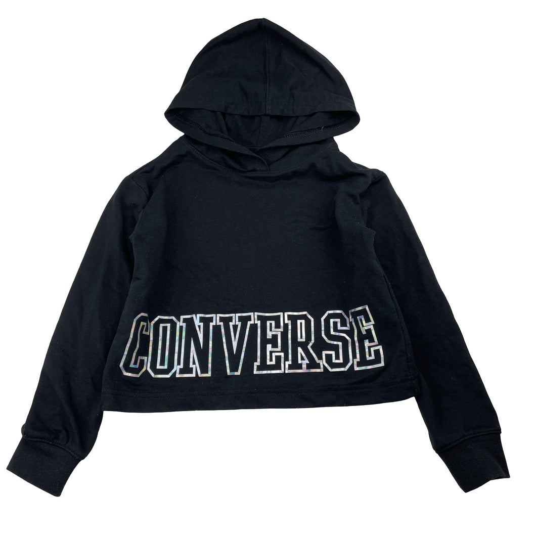 Girls CONVERSE, black cropped hooded long sleeve top, EUC, size 5,  