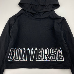 Girls CONVERSE, black cropped hooded long sleeve top, EUC, size 5,  