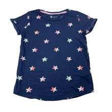 Load image into Gallery viewer, Girls B Collection, navy cotton tee / top, stars, GUC, size 7,  