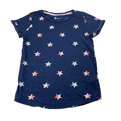 Girls B Collection, navy cotton tee / top, stars, GUC, size 7,  