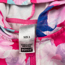 Load image into Gallery viewer, Girls Bonds, bright floral zip hoodie sweater, wash fade/pilling, FUC, size 3,  