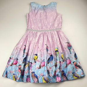 Girls Target, cotton lined party dress, birds, marks on skirt, FUC, size 6, L: 64cm