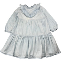 Load image into Gallery viewer, Girls Cotton On, chambray cotton long sleeve dress, mark right sleeve, FUC, size 4, L: 58cm