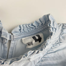 Load image into Gallery viewer, Girls Cotton On, chambray cotton long sleeve dress, mark right sleeve, FUC, size 4, L: 58cm