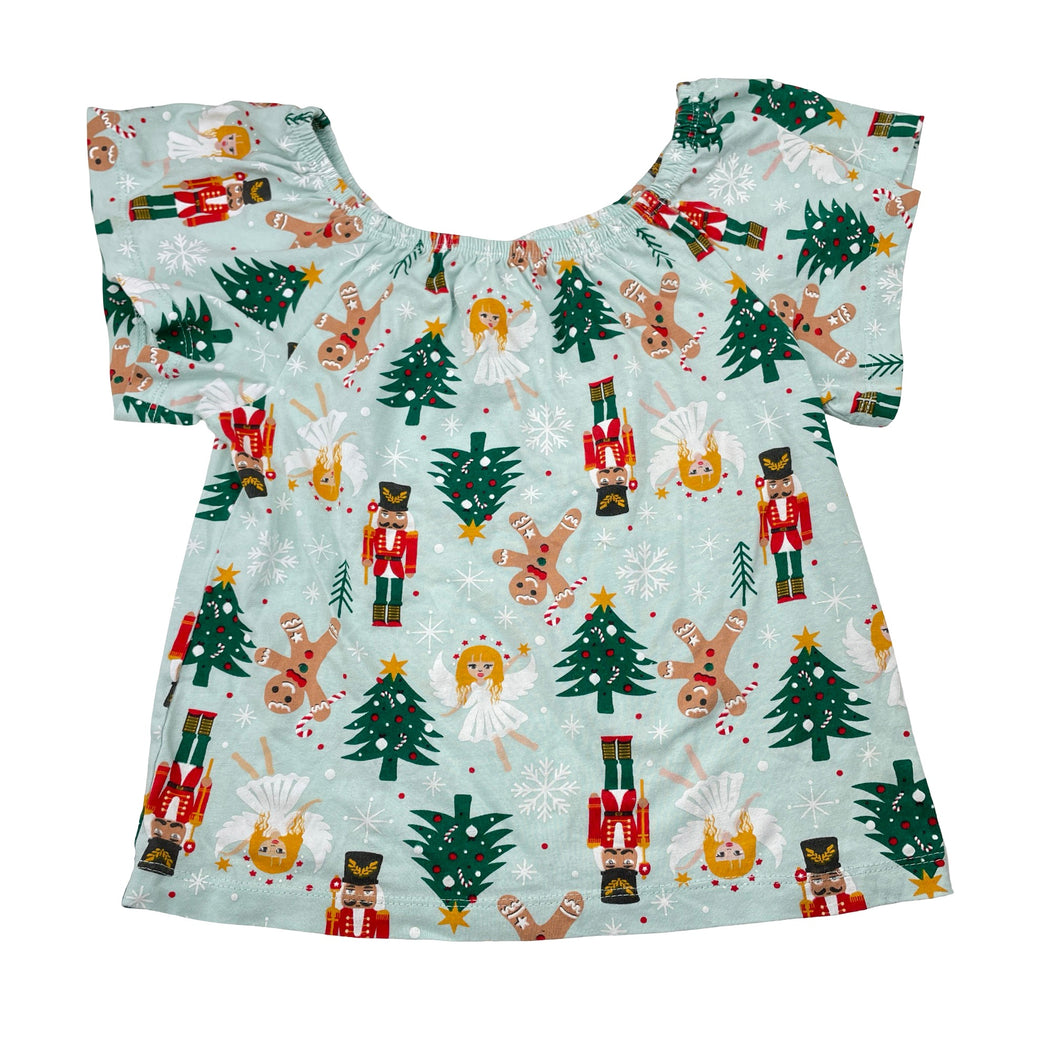 Girls B&L, cotton Christmas tee / top, GUC, size 7,  