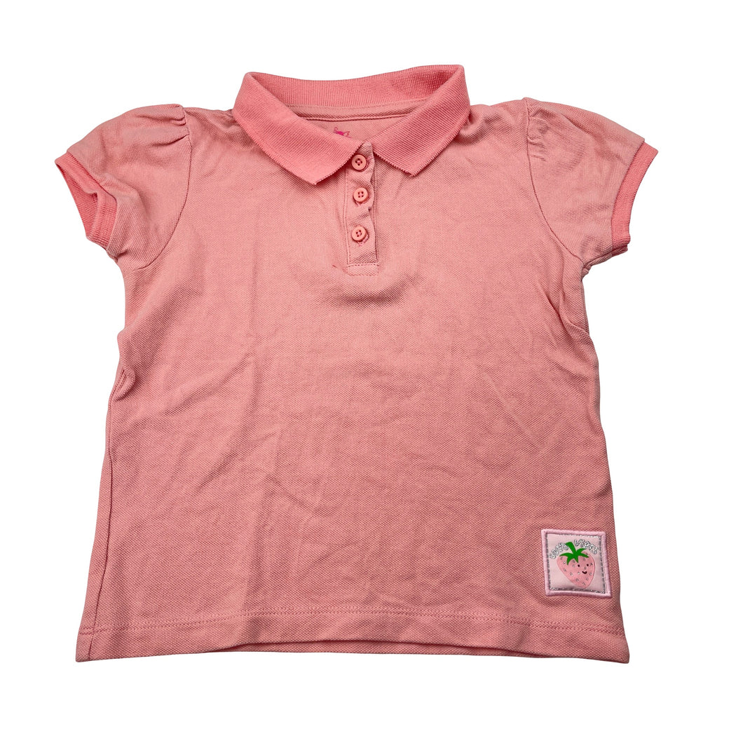 Girls Pinkabuds, pink cotton polo shirt top, FUC, size 6-7,  