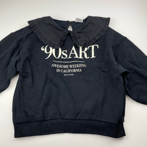 Girls Zara, black fleece lined sweater / jumper, EUC, size 8,  