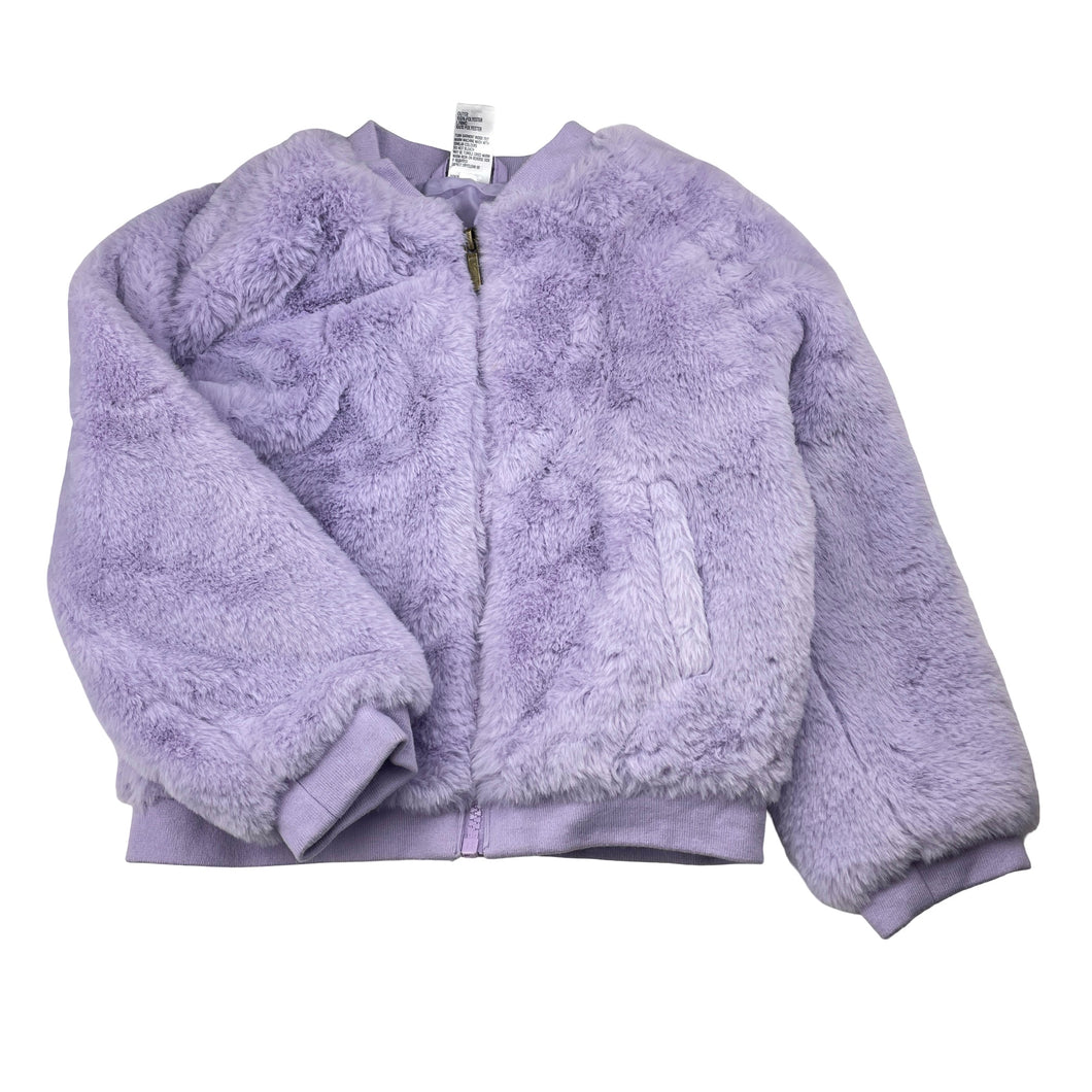 Girls Anko, purple zip up faux fur jacket / coat, EUC, size 6,  