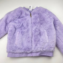 Load image into Gallery viewer, Girls Anko, purple zip up faux fur jacket / coat, EUC, size 6,  