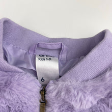 Load image into Gallery viewer, Girls Anko, purple zip up faux fur jacket / coat, EUC, size 6,  