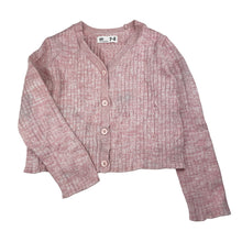 Load image into Gallery viewer, Girls Cotton On, pink marle knitted cardigan, light mark right elbow, FUC, size 7-8,  