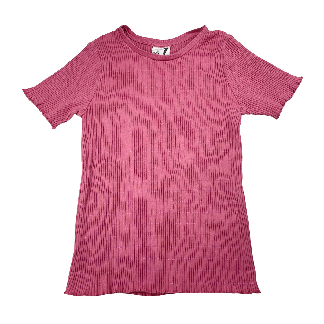 Girls Cotton On, ribbed metallic stripe tee / top, GUC, size 7,  
