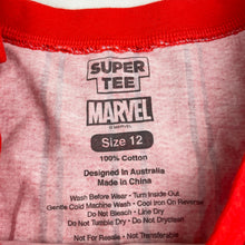 Load image into Gallery viewer, Girls Marvel, SUPER TEE Captain Marvel cotton tee, side &amp; shoulder poppers, GUC, size 12,  