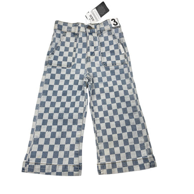Girls Cotton On, wide leg stretch denim pants, adjustable, Inside leg: 29.5cm, NEW, size 3,  