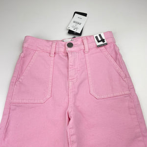Girls Cotton On, wide leg stretch denim pants, adjustable, Inside leg: 34.5cm, NEW, size 4,  