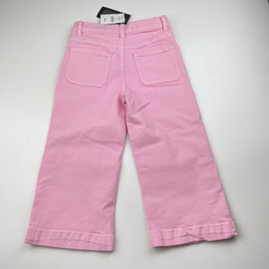 Girls Cotton On, wide leg stretch denim pants, adjustable, Inside leg: 34.5cm, NEW, size 4,  