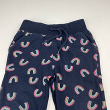 Load image into Gallery viewer, Girls Milkshake, fleece lined track pants, elasticated, rainbows, Inside leg: 34.5cm, GUC, size 3,  