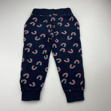 Load image into Gallery viewer, Girls Milkshake, fleece lined track pants, elasticated, rainbows, Inside leg: 34.5cm, GUC, size 3,  