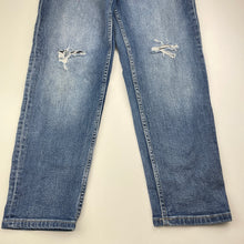 Load image into Gallery viewer, Girls Target, MOM distressed stretch denim jeans, adjustable, Inside leg: 67cm, GUC, size 14,  
