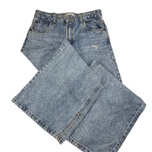 Load image into Gallery viewer, Girls Zara, distressed denim wide leg jeans, adjustable, Inside leg: 59.5cm, GUC, size 13-14,  