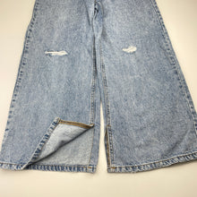 Load image into Gallery viewer, Girls Zara, distressed denim wide leg jeans, adjustable, Inside leg: 59.5cm, GUC, size 13-14,  