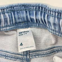 Load image into Gallery viewer, Girls Anko, stretch knit denim pants, elasticated, Inside leg: 39cm, GUC, size 4,  