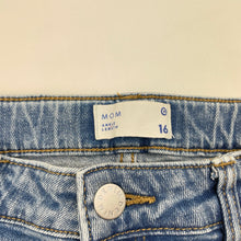Load image into Gallery viewer, Girls Target, MOM distressed stretch denim jeans, adjustable, Inside leg: 69cm, GUC, size 16,  