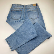 Load image into Gallery viewer, Girls Target, MOM distressed stretch denim jeans, adjustable, Inside leg: 69cm, GUC, size 16,  