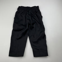 Load image into Gallery viewer, Boys black, stretch satin suit/formal pants, elasticated, Inside leg: 27cm, EUC, size 1,  