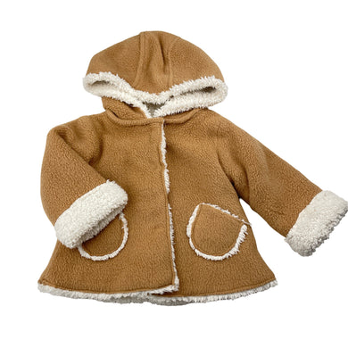 Girls Cotton On, fleece hooded jacket / coat, poppers, GUC, size 000,  