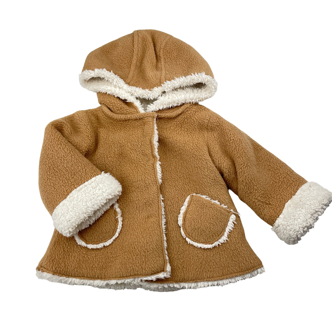 Girls Cotton On, fleece hooded jacket / coat, poppers, GUC, size 000,  