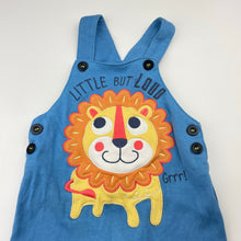 Load image into Gallery viewer, Boys Tiny Little Wonders, cotton overalls / shortalls, lion, GUC, size 0,  