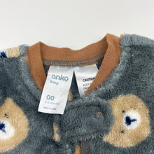 Load image into Gallery viewer, Boys Anko, soft fleece zip coverall / romper, GUC, size 00,  
