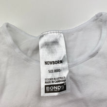 Load image into Gallery viewer, Unisex Bonds, white stretchy bodysuit / romper, EUC, size 0000,  