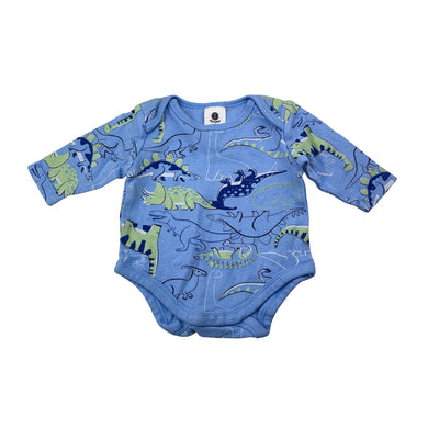 Boys Dymples, organic cotton bodysuit / romper, dinosaurs, EUC, size 0000,  