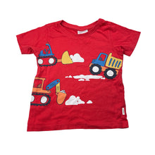 Load image into Gallery viewer, Boys Sprout, red cotton tee / top, diggers, GUC, size 1,  