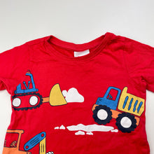 Load image into Gallery viewer, Boys Sprout, red cotton tee / top, diggers, GUC, size 1,  